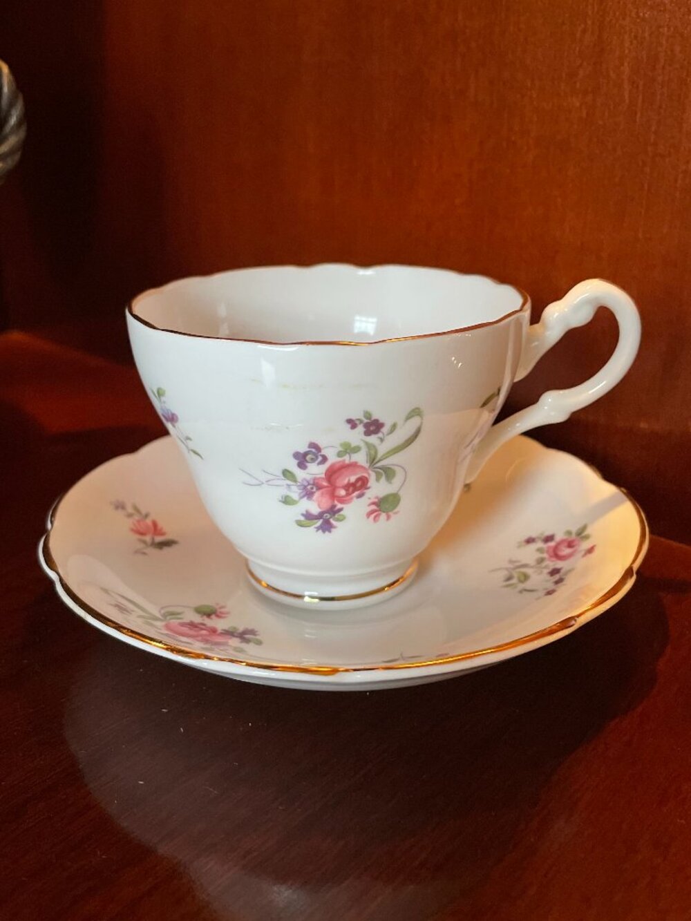Lovely Royal Ascot Genuine Bone China Teacup and Matching Scalloped Saucer